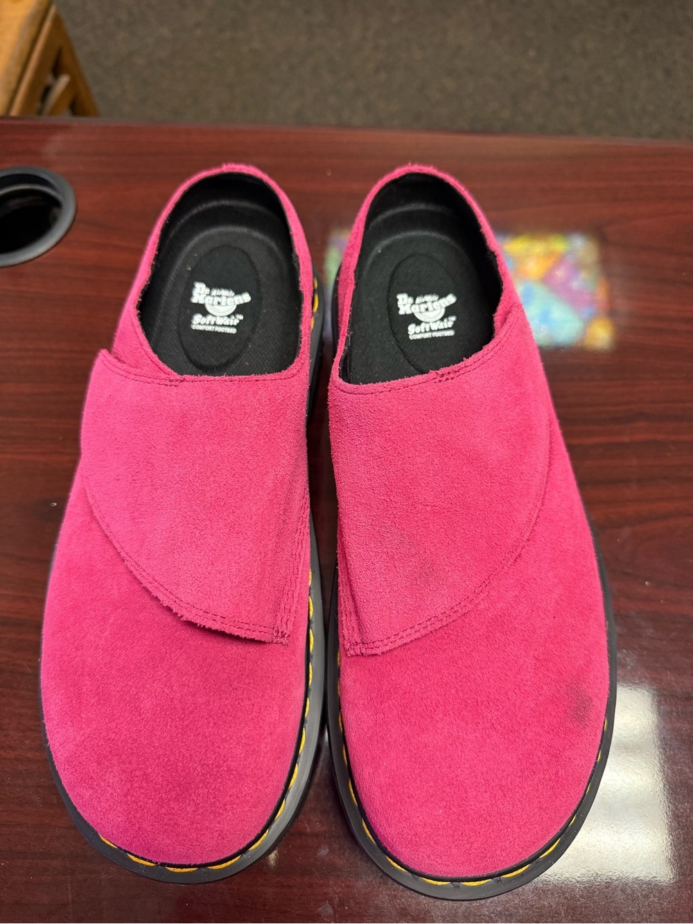 Dr. Martens Zebzag Anywair Pink Suede Mules Clogs Men's 11 Women's 12